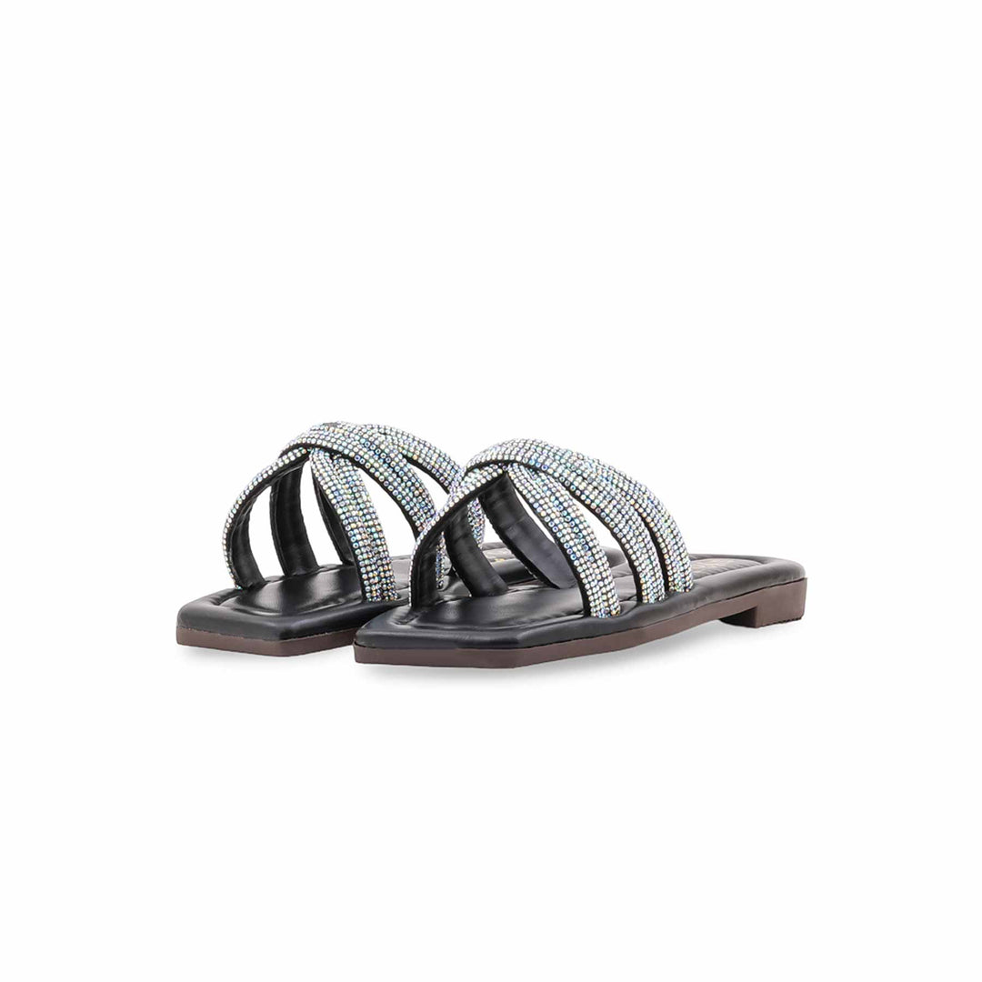 Girls Black Fancy Slipper KD5924