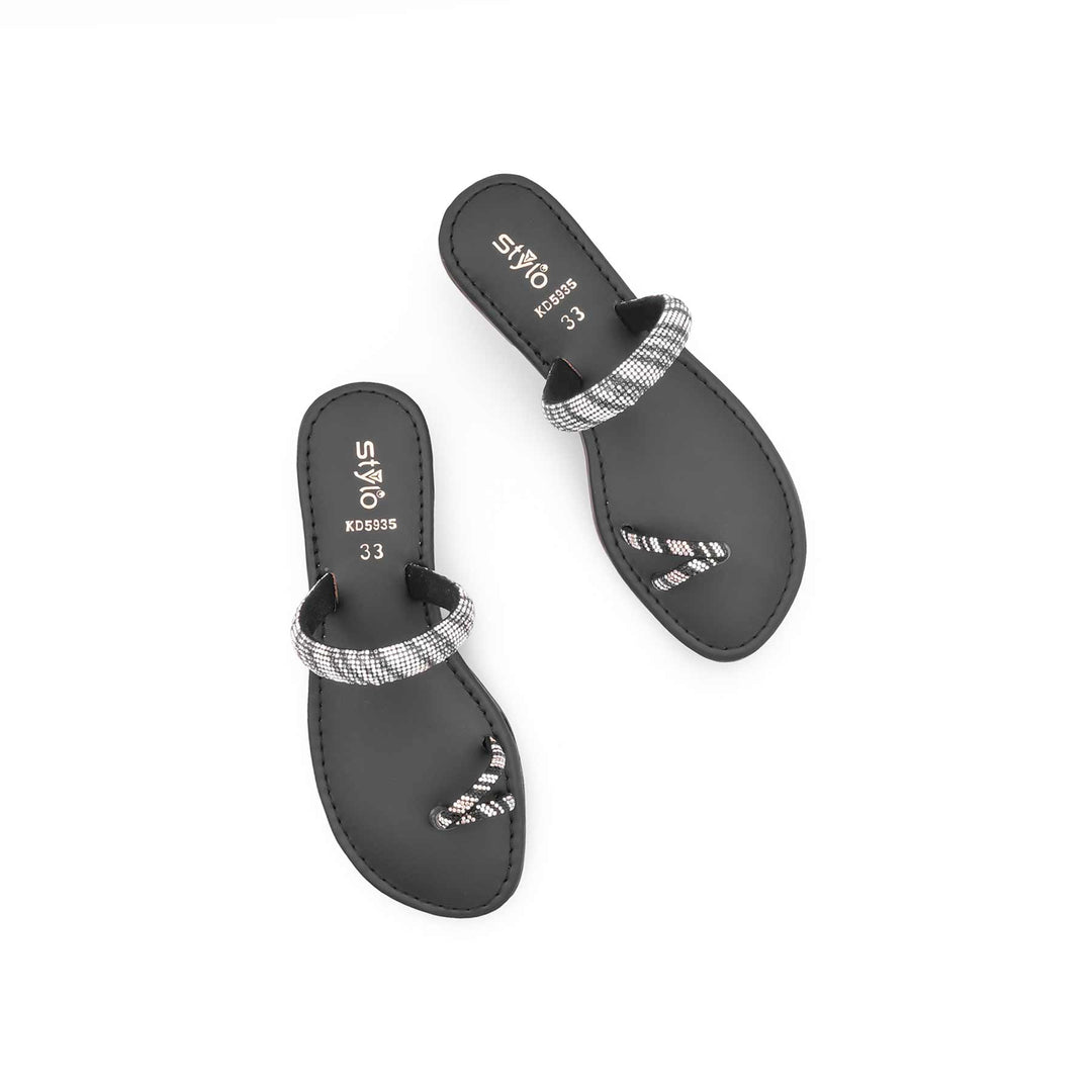 Girls Black Fancy Slipper KD5935