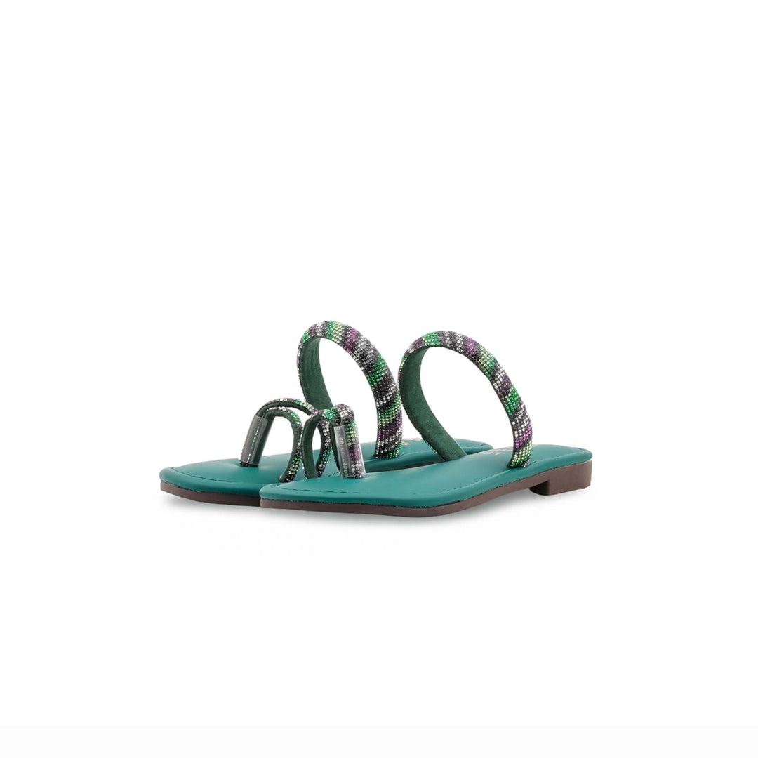 Girls Green Fancy Slipper KD5935
