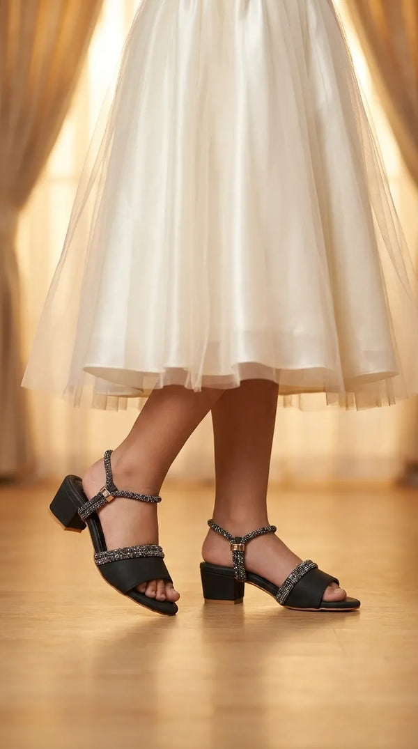 Girls Black Fancy Sandal KD5937