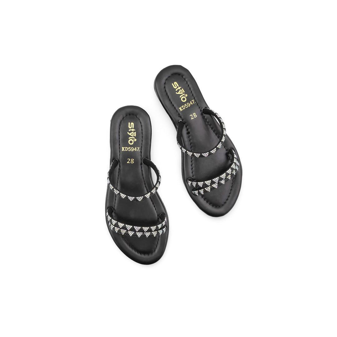 Girls Black Fancy Slipper KD5947