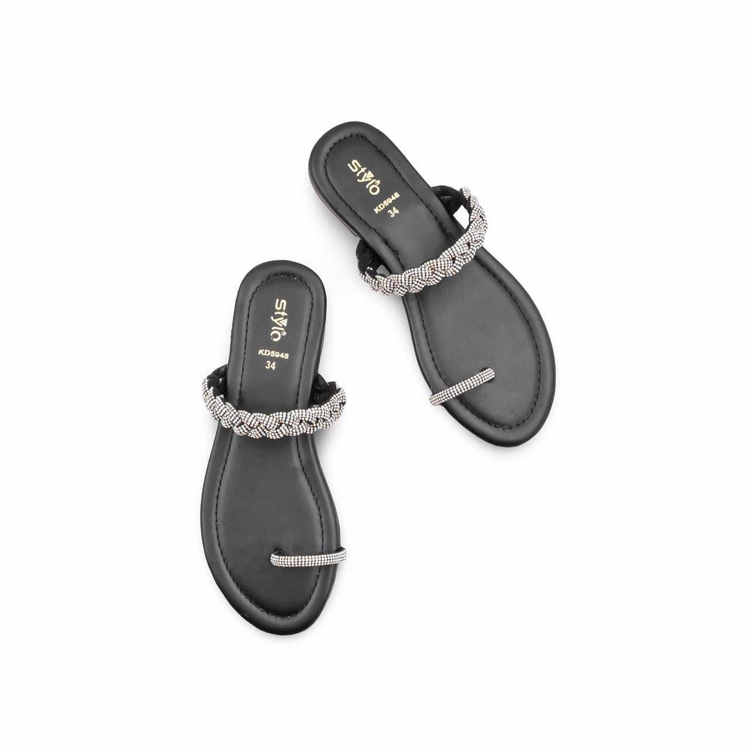 Girls Black Fancy Slipper KD5948