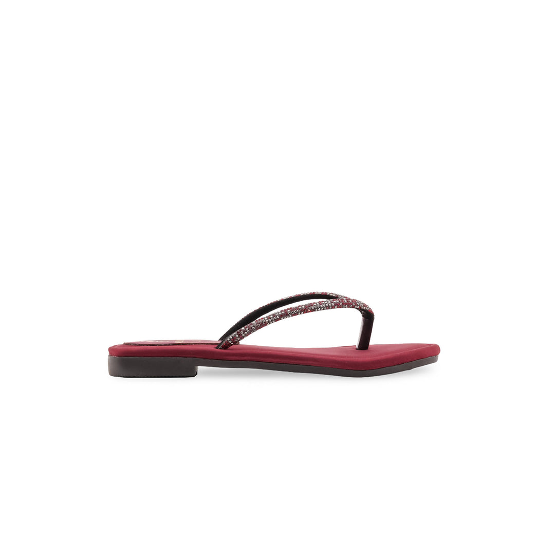 Girls Maroon Fancy Slipper KD5951
