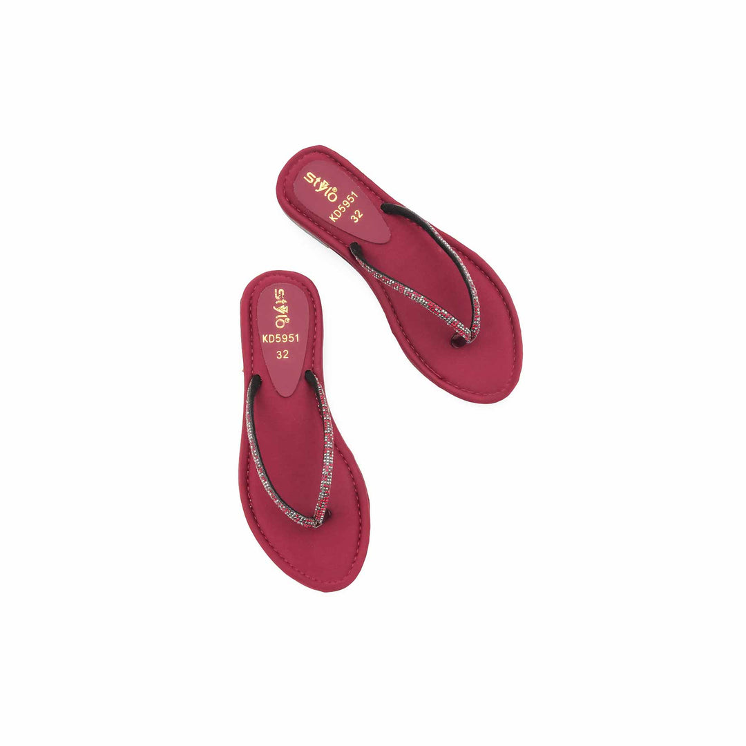 Girls Maroon Fancy Slipper KD5951