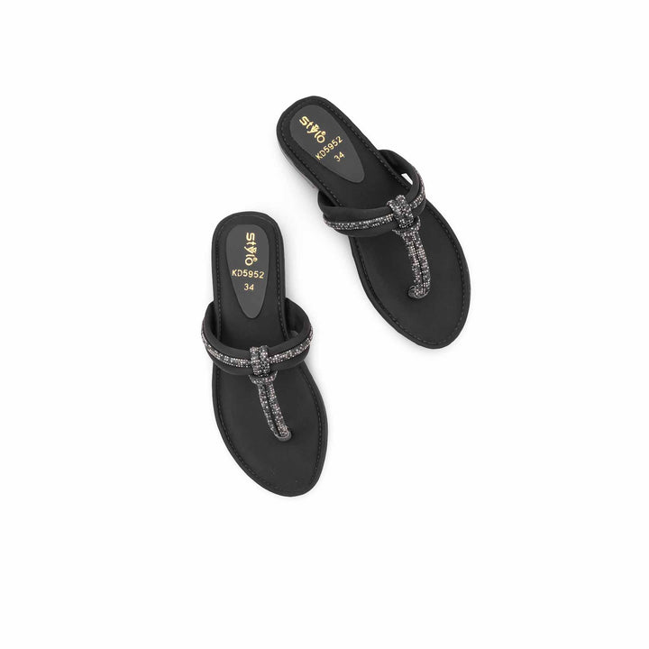 Girls Black Fancy Slipper KD5952