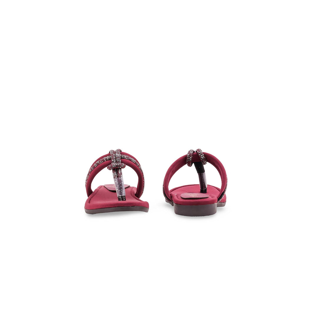 Girls Maroon Fancy Slipper KD5952