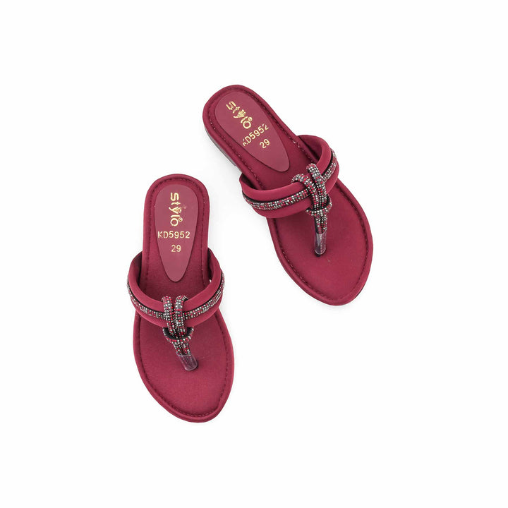 Girls Maroon Fancy Slipper KD5952