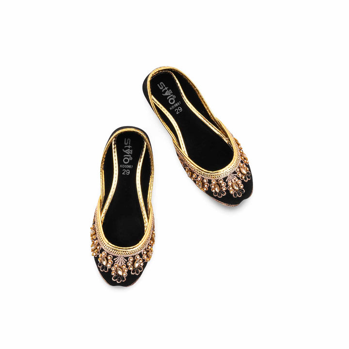 Girls Black Fancy Khussa KD5987