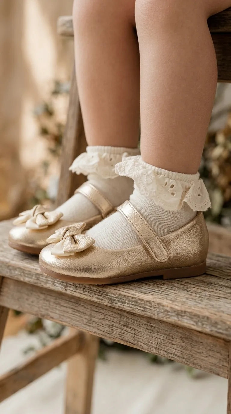 Girls Golden Fancy Pumps KD8248