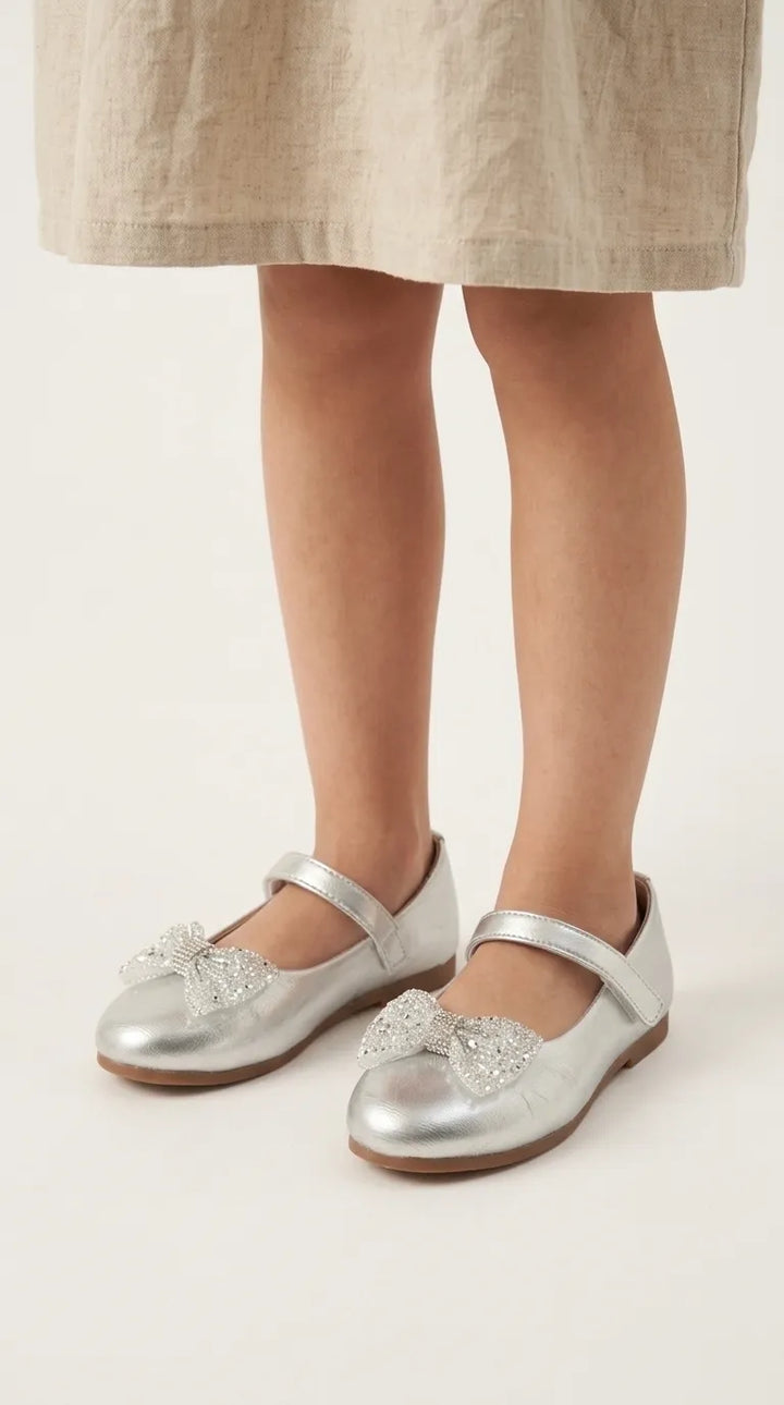 Girls Silver Fancy Pumps KD8249