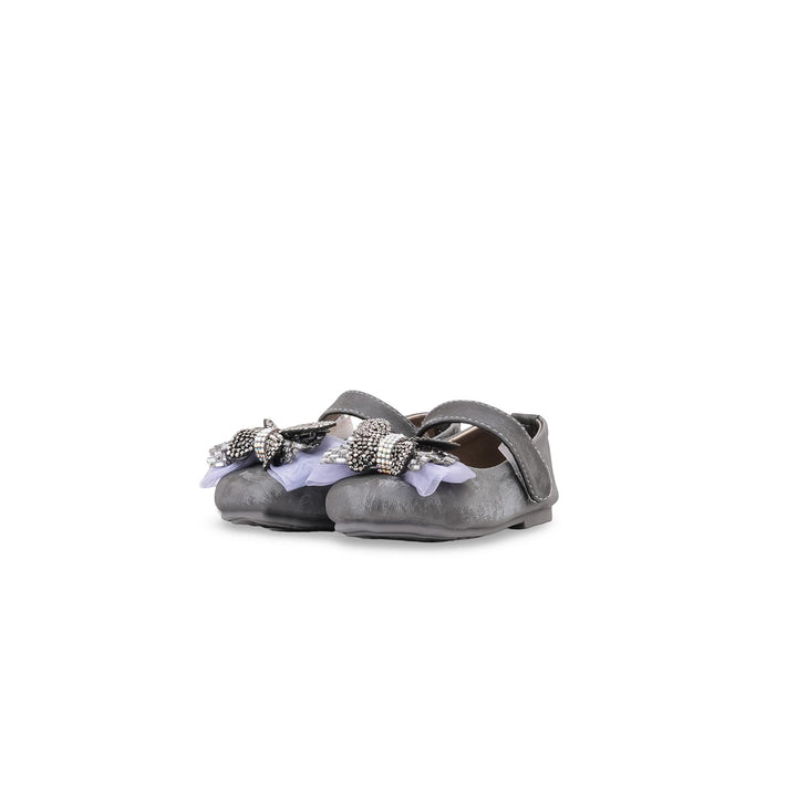 Girls Grey Formal Pumps KD8255