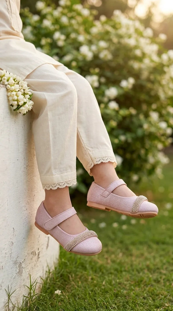 Girls Peach Fancy Pumps KD8257