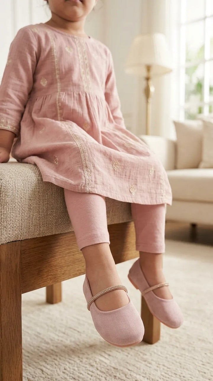 Girls Peach Fancy Pumps KD8258