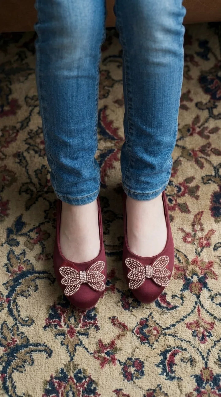 Girls Maroon Formal Pumps KD8264