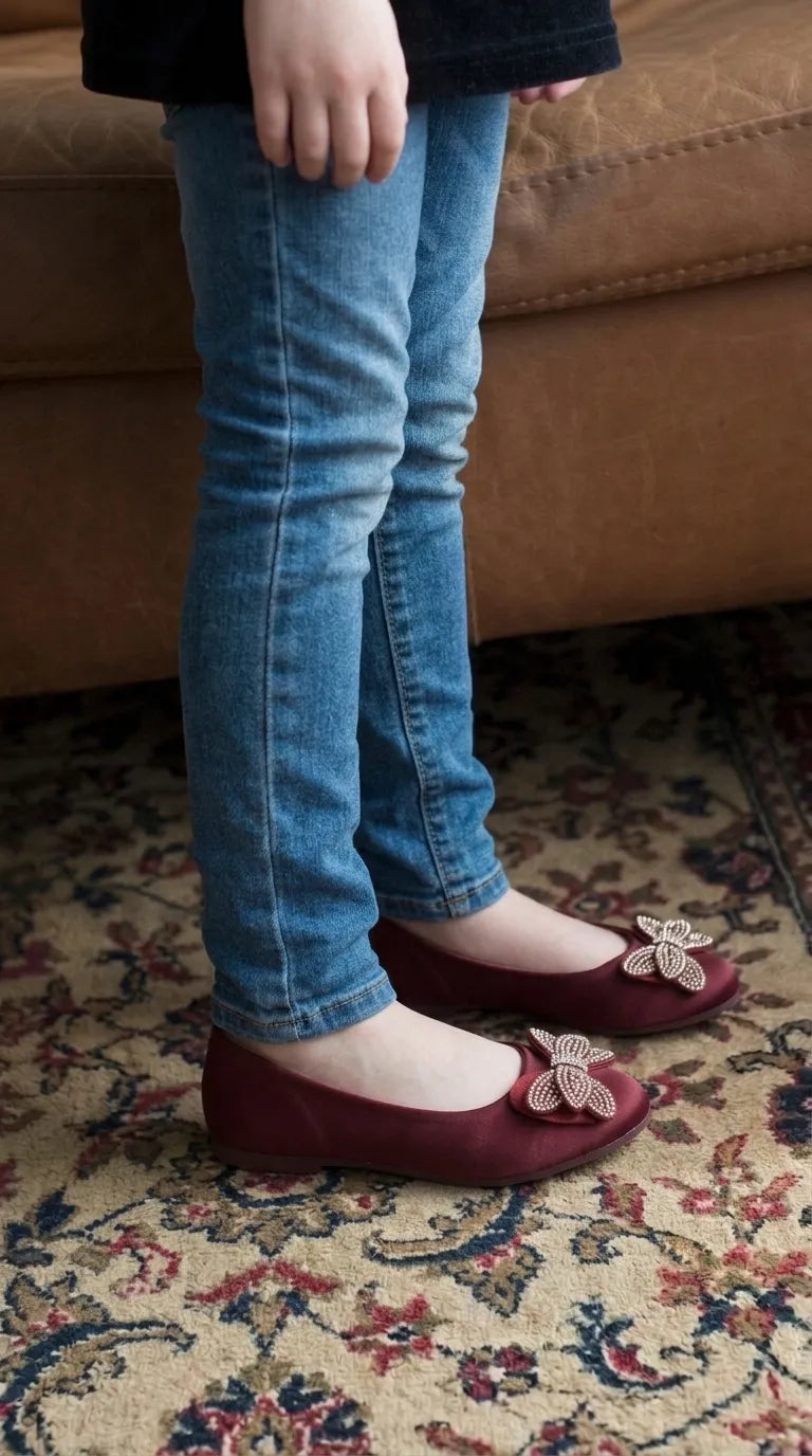 Girls Maroon Formal Pumps KD8264