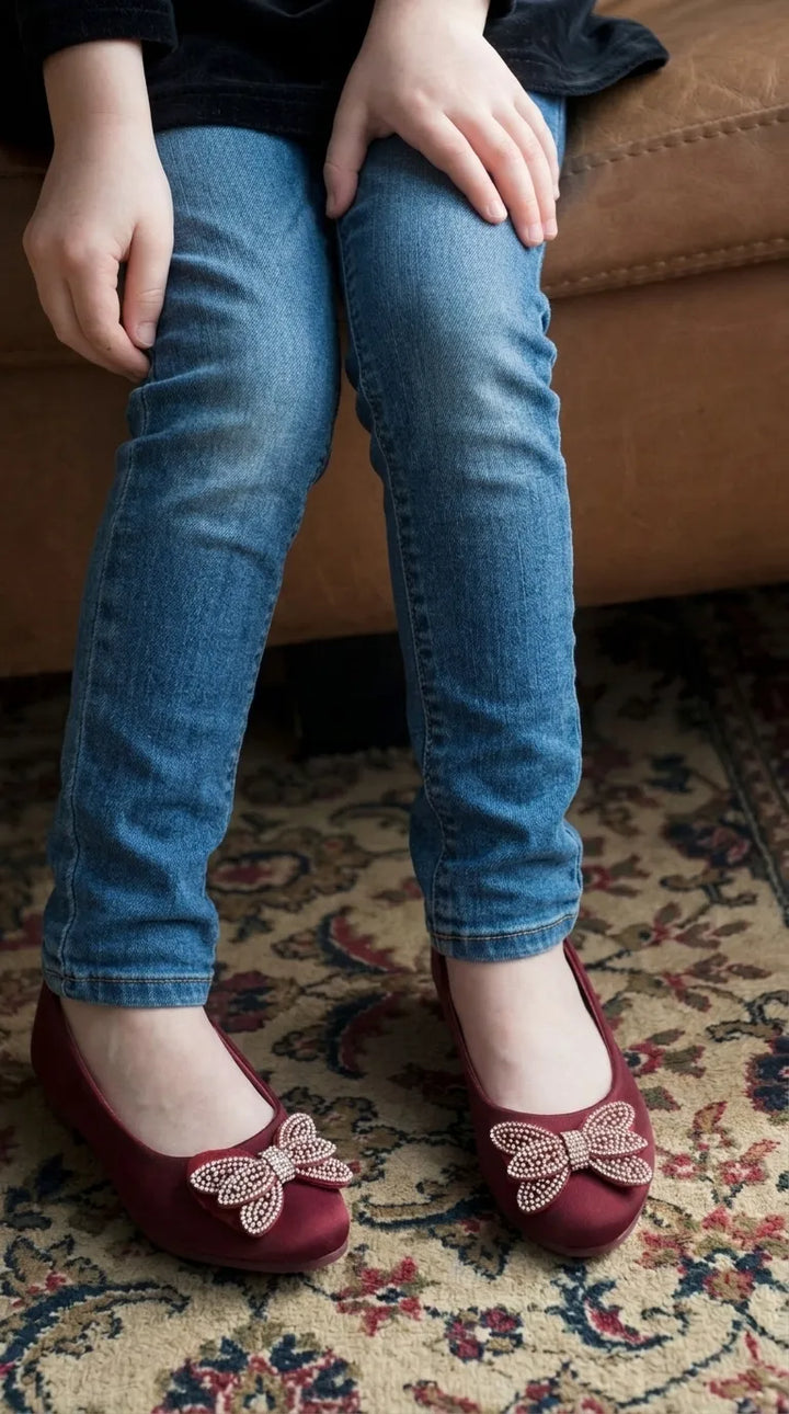 Girls Maroon Formal Pumps KD8264