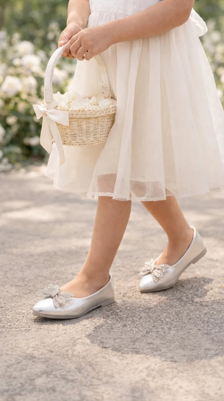 Girls Silver Fancy Pumps KD8265