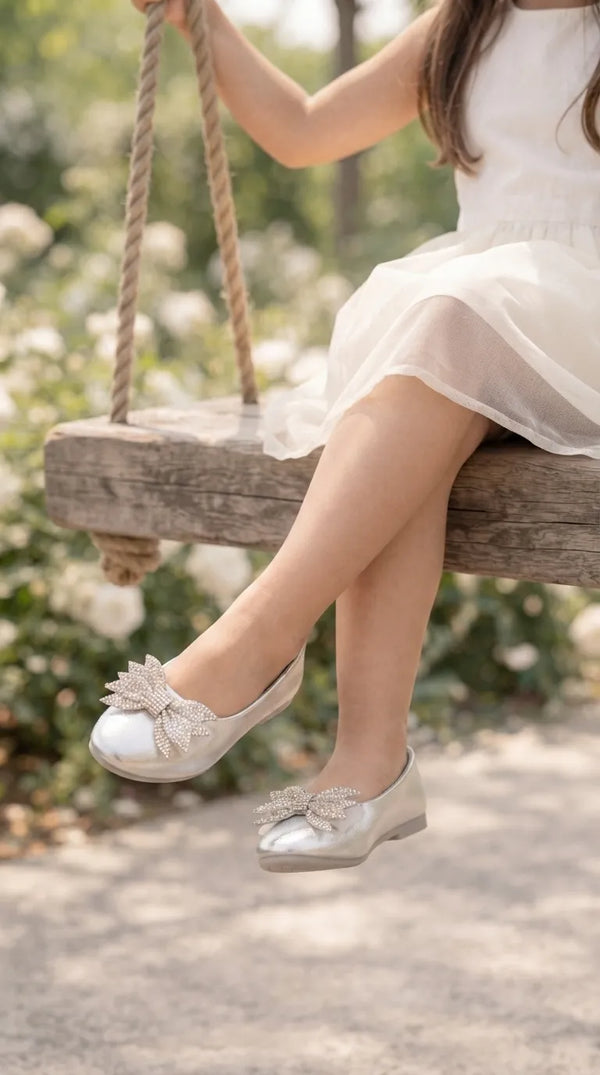 Girls Silver Fancy Pumps KD8265