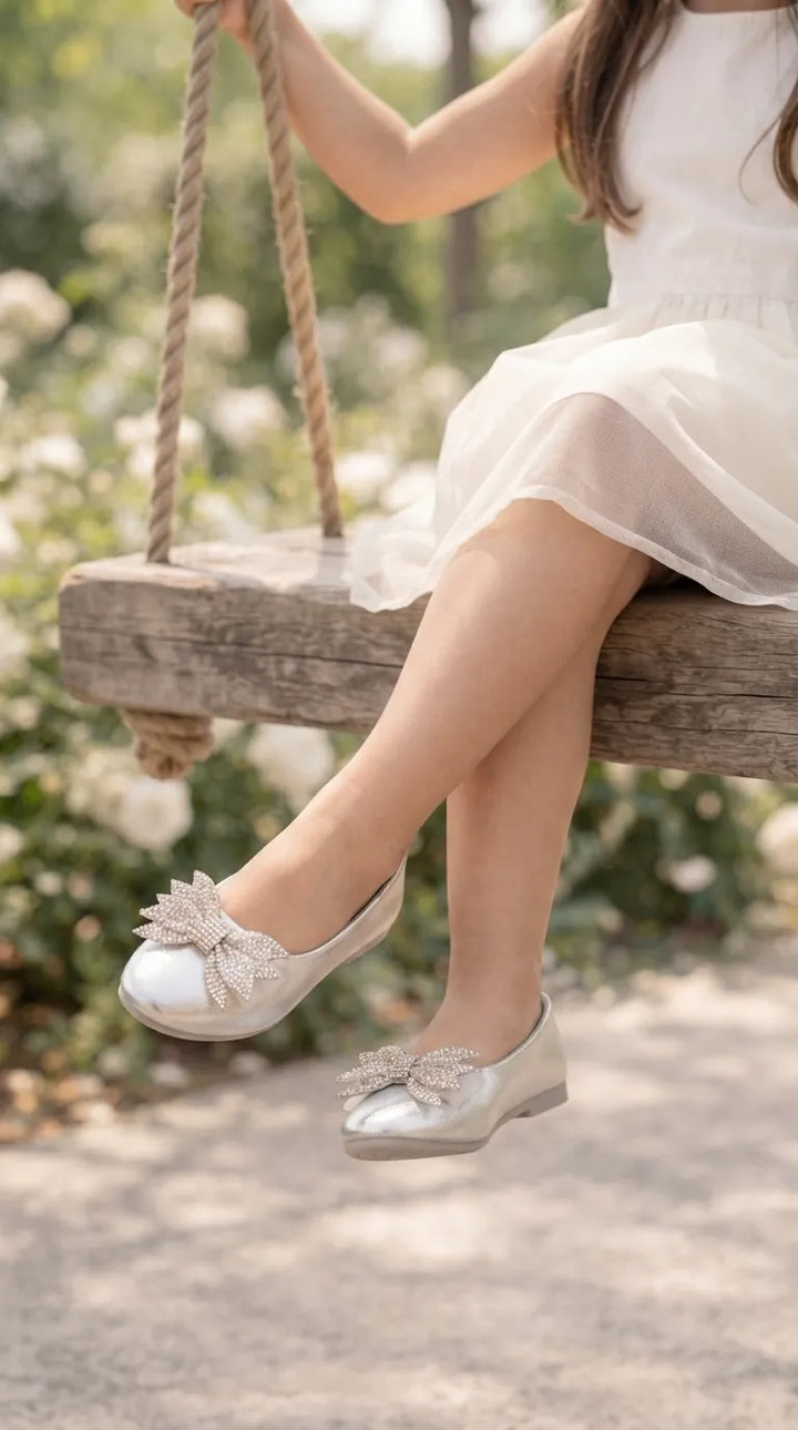 Girls Silver Fancy Pumps KD8265
