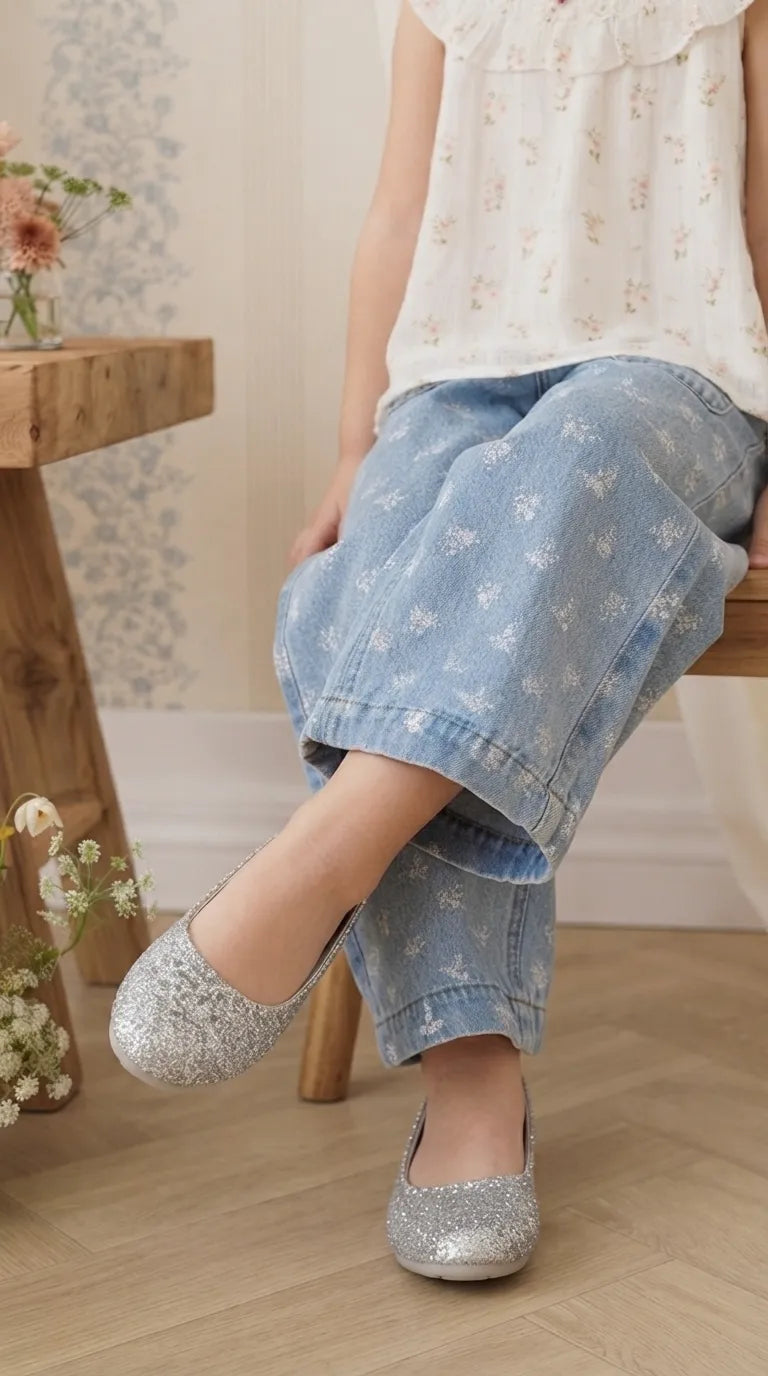Girls Silver Fancy Pumps KD8267