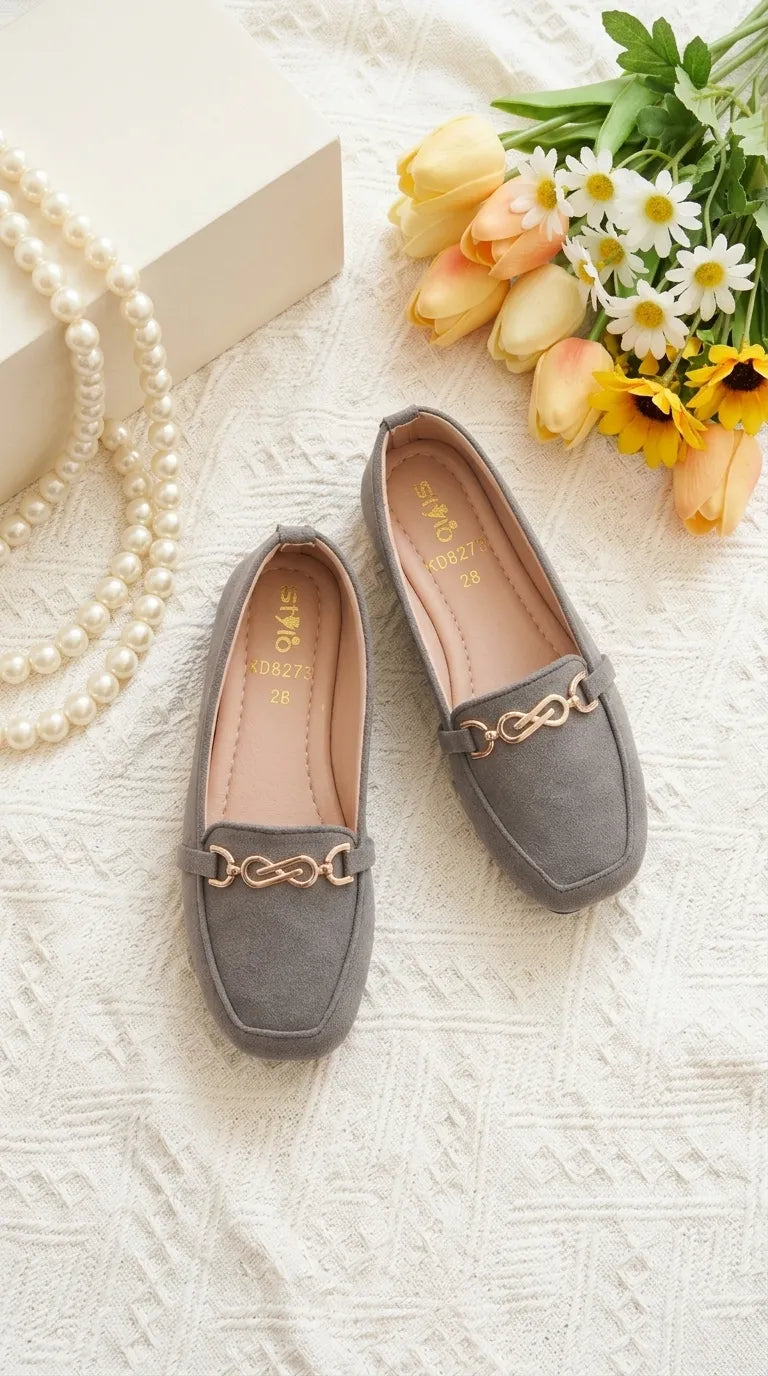 Girls Grey Casual Pumps KD8273