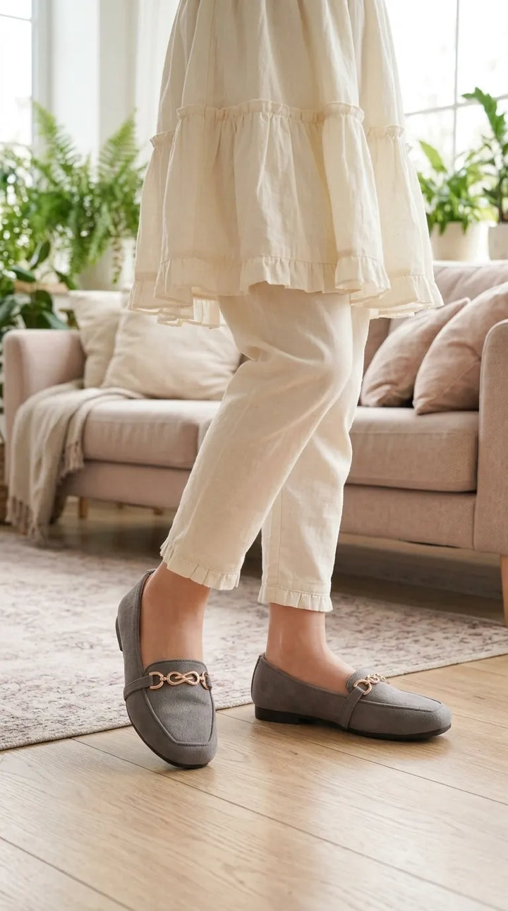 Girls Grey Casual Pumps KD8273