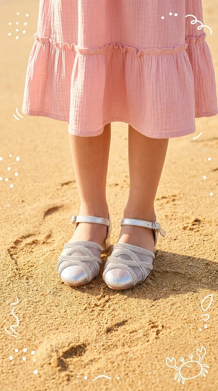 Girls Silver Fancy Pumps KD8274