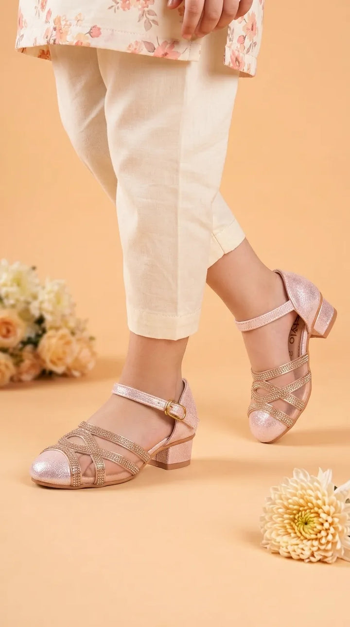 Girls Peach Fancy Pumps KD8274