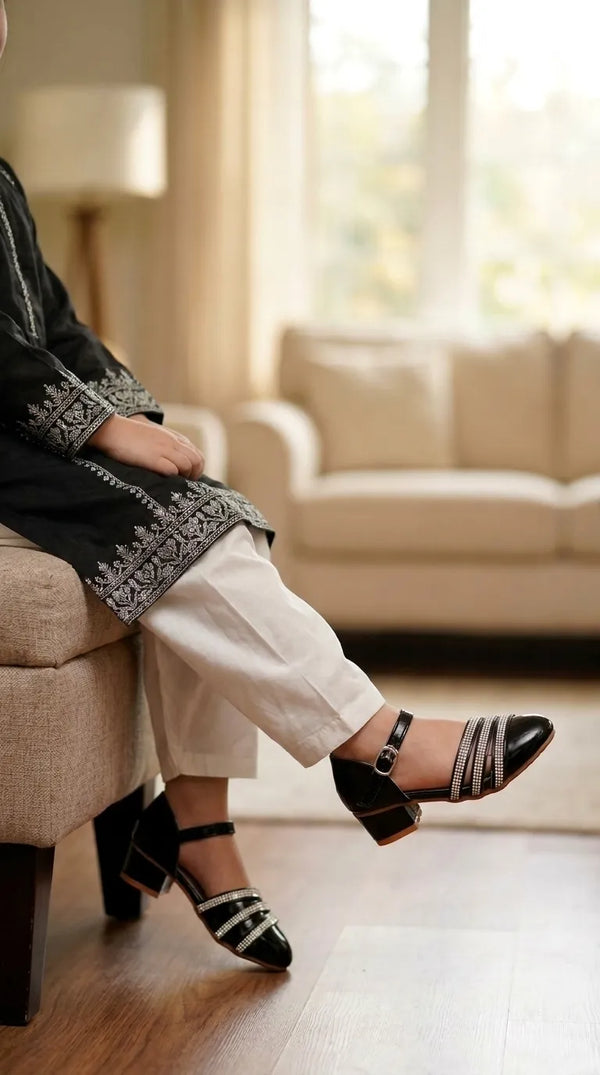 Girls Black Formal Pumps KD8275