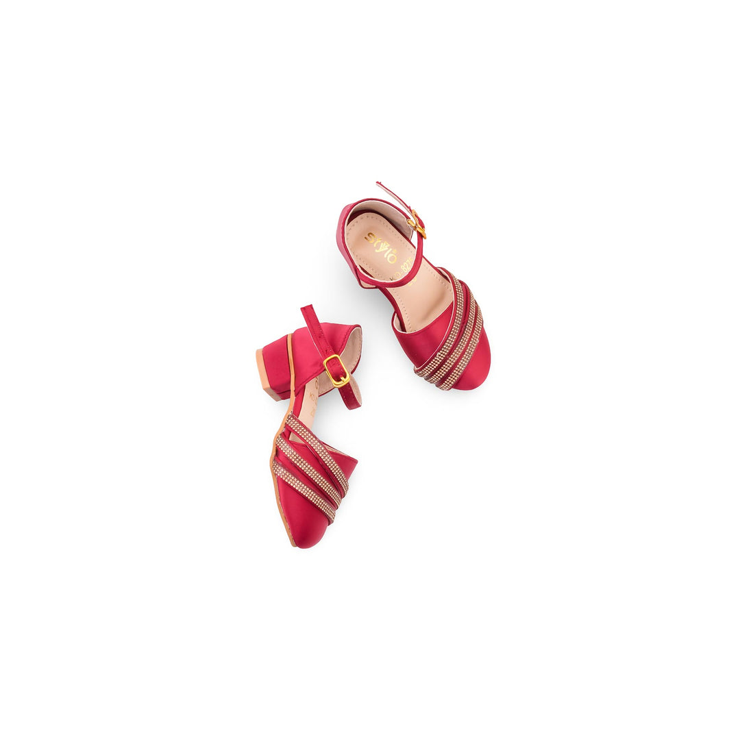 Girls Maroon Formal Pumps KD8275