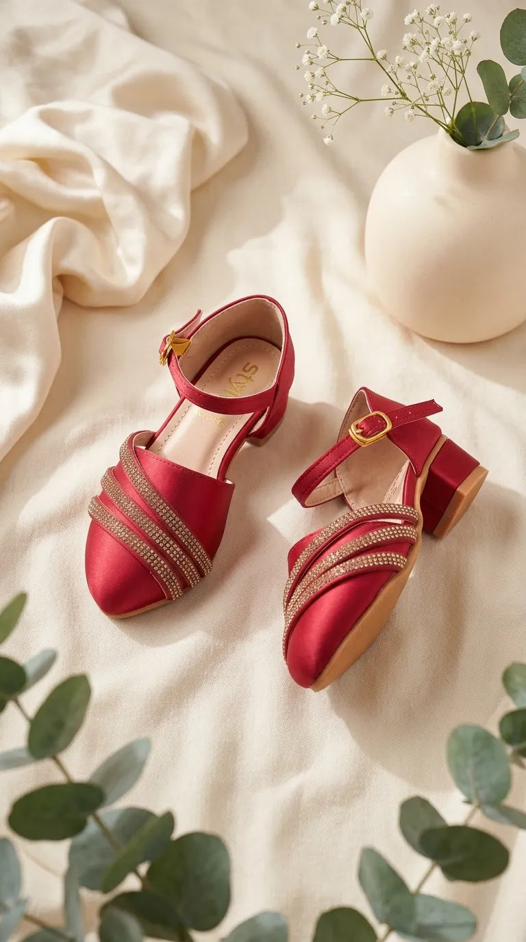 Girls Maroon Formal Pumps KD8275