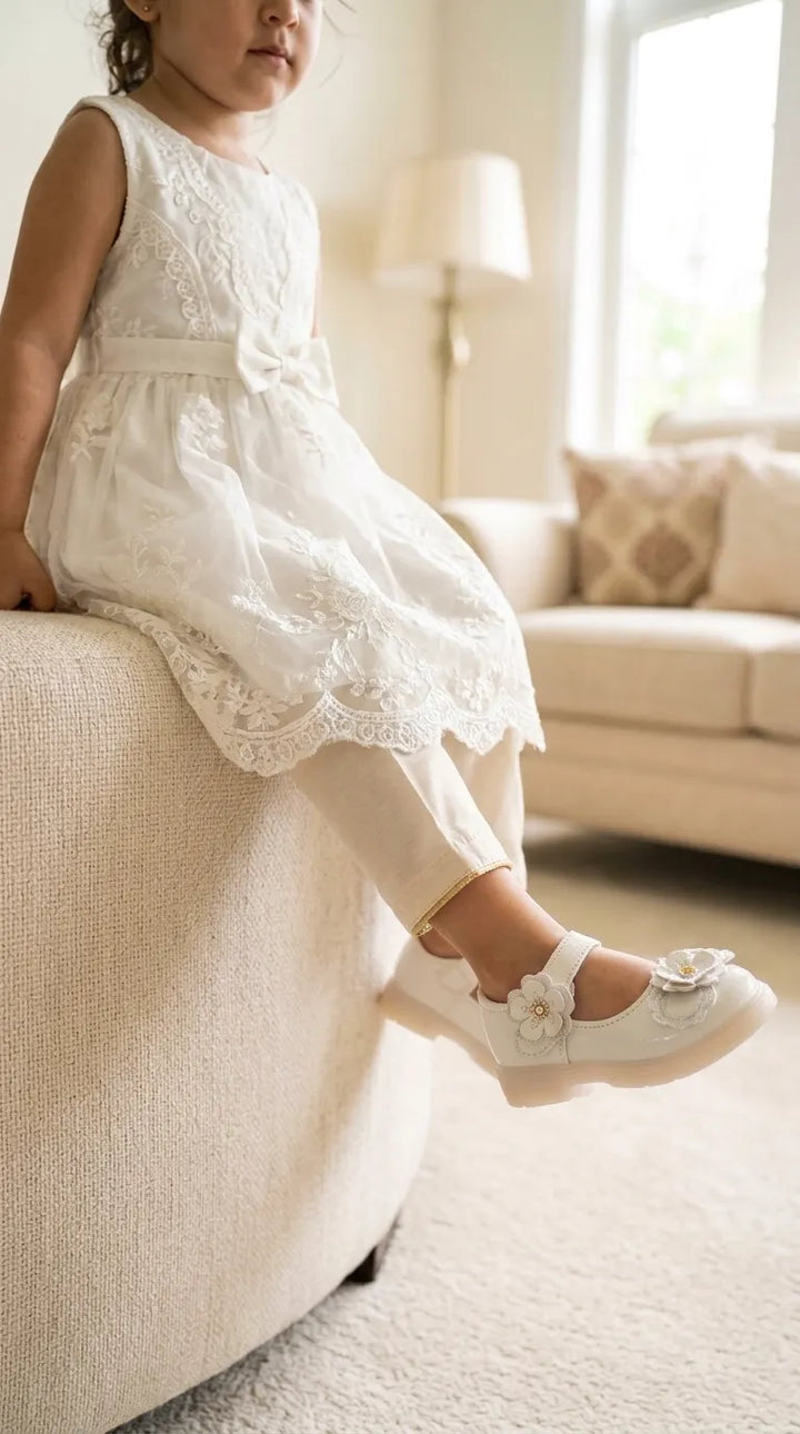 Girls White Formal Pumps KD8290