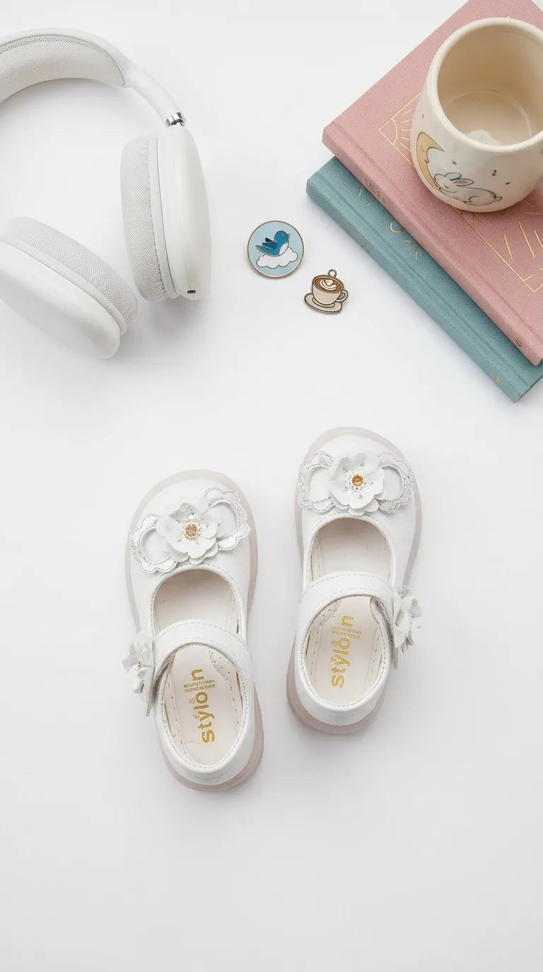 Girls White Formal Pumps KD8290
