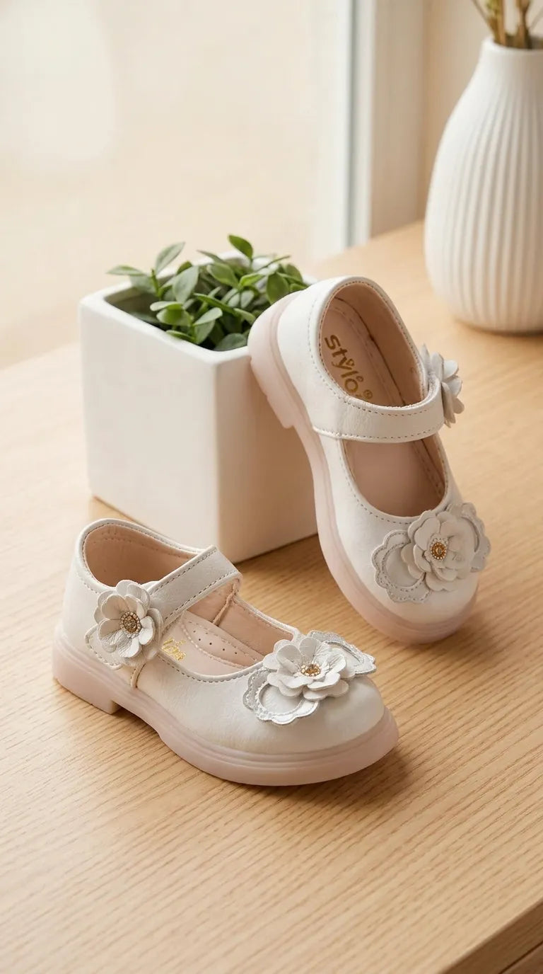 Girls White Formal Pumps KD8290