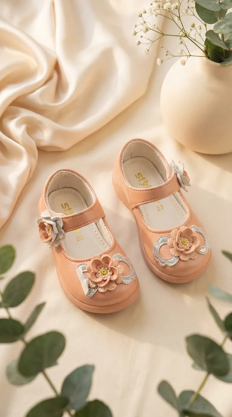 Girls Peach Formal Pumps KD8290