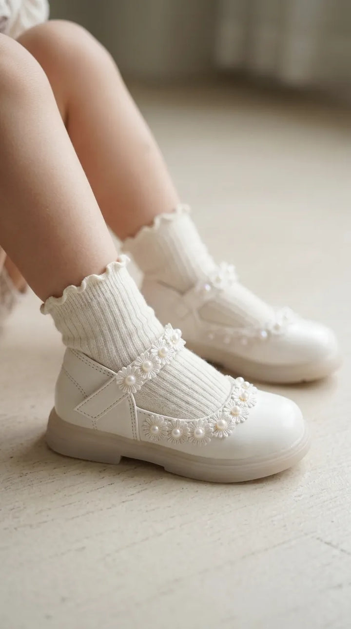 Girls White Formal Pumps KD8292