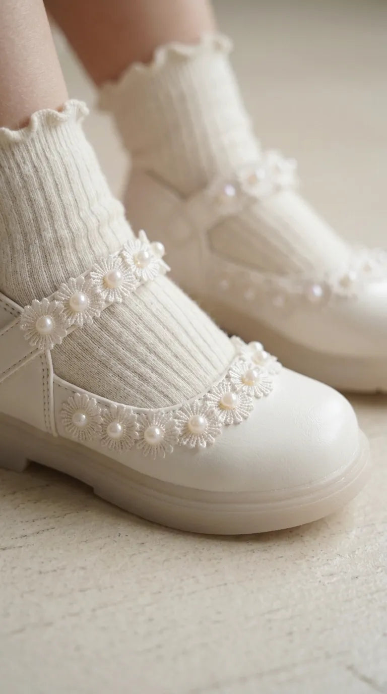 Girls White Formal Pumps KD8292