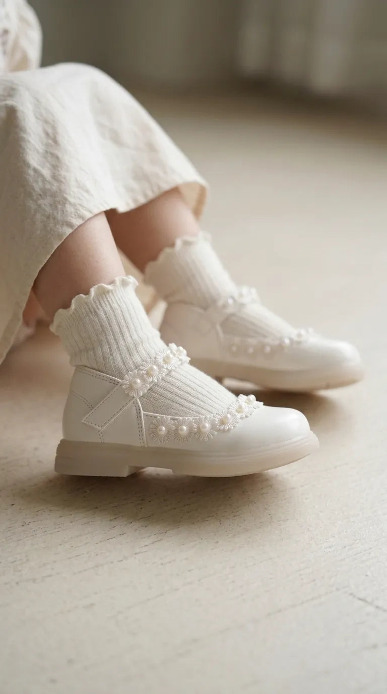 Girls White Formal Pumps KD8292