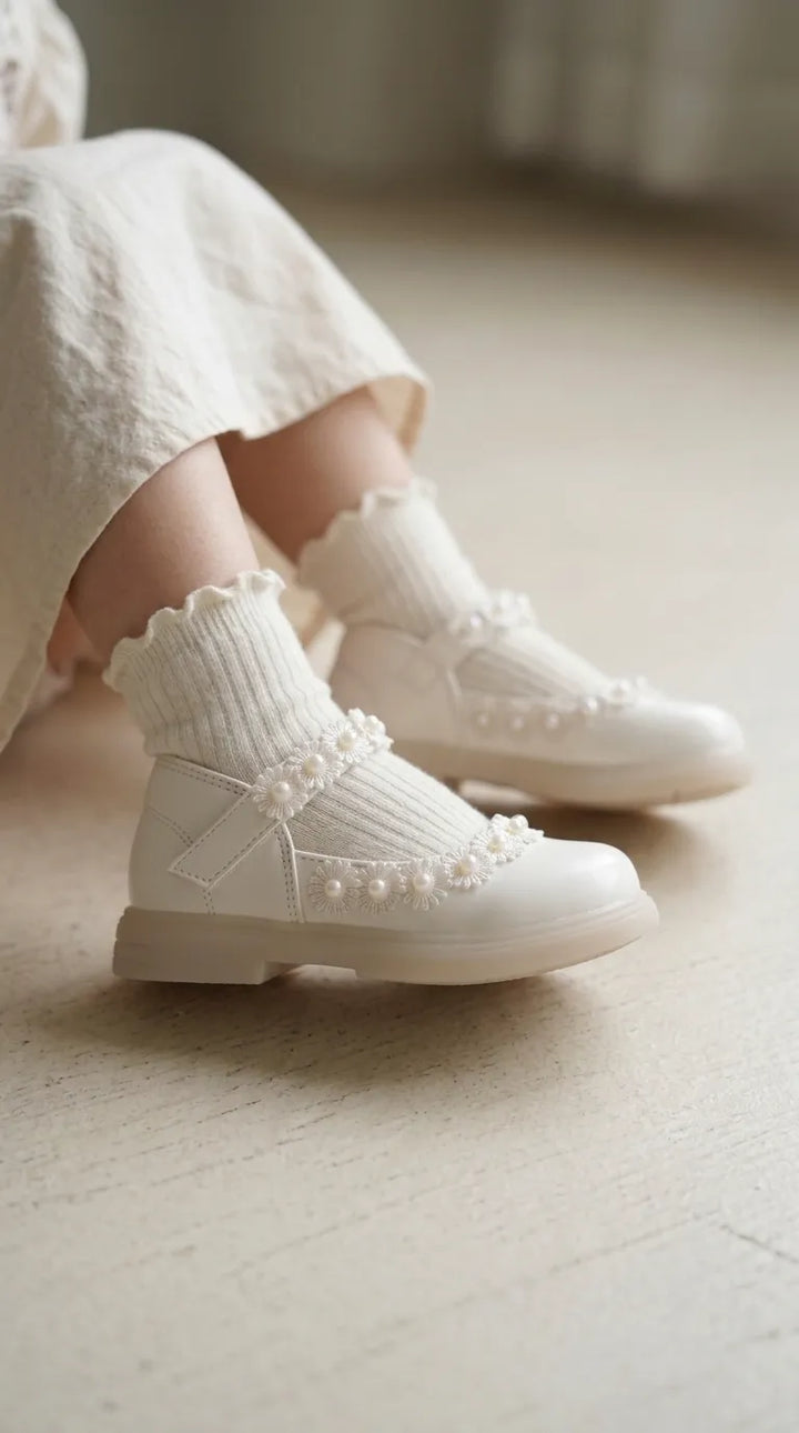 Girls White Formal Pumps KD8292