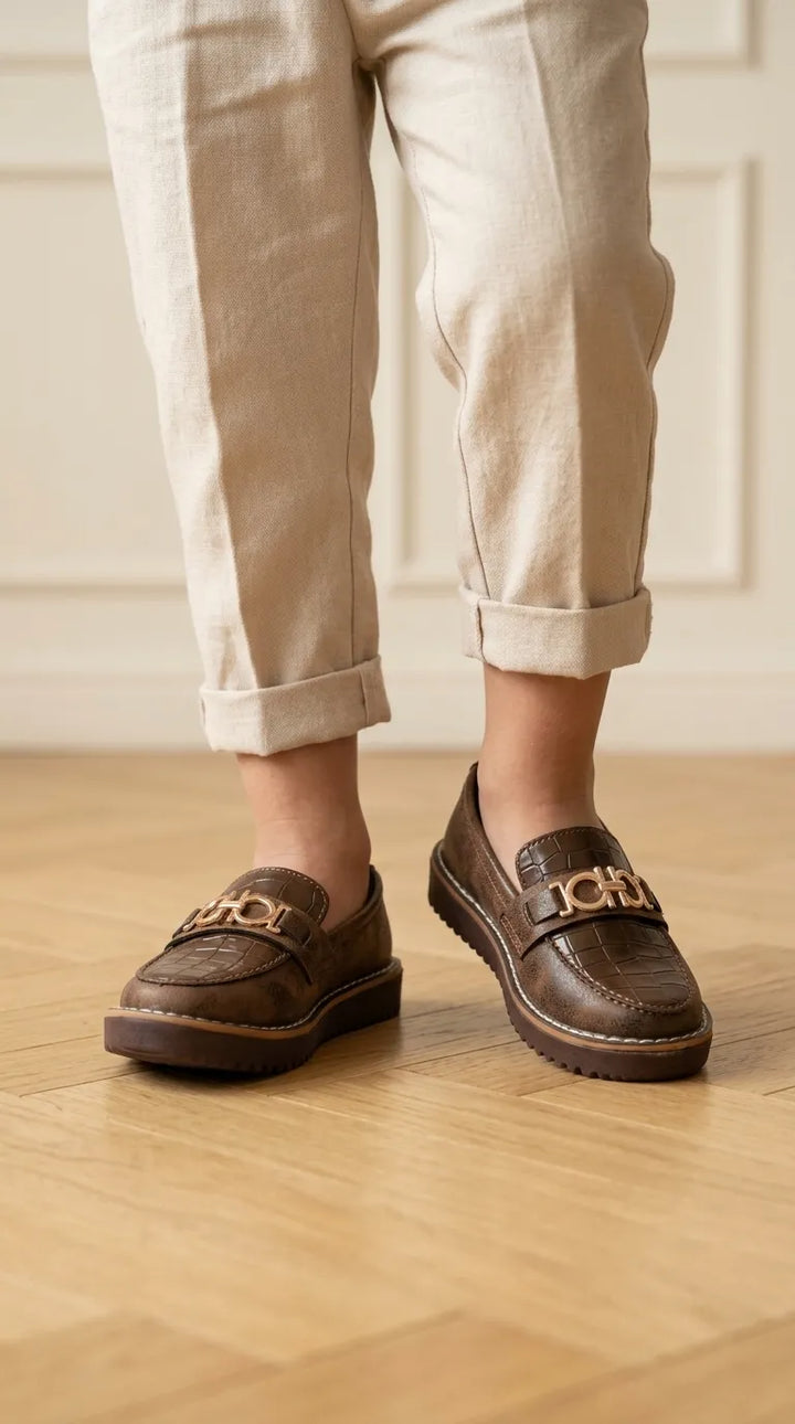 Boys Brown Formal Moccasin KD8321