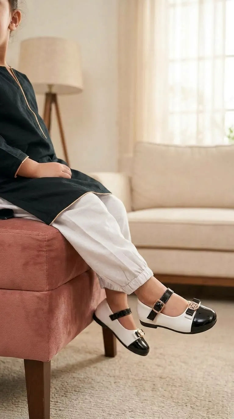 Girls Black Formal Pumps KD8345