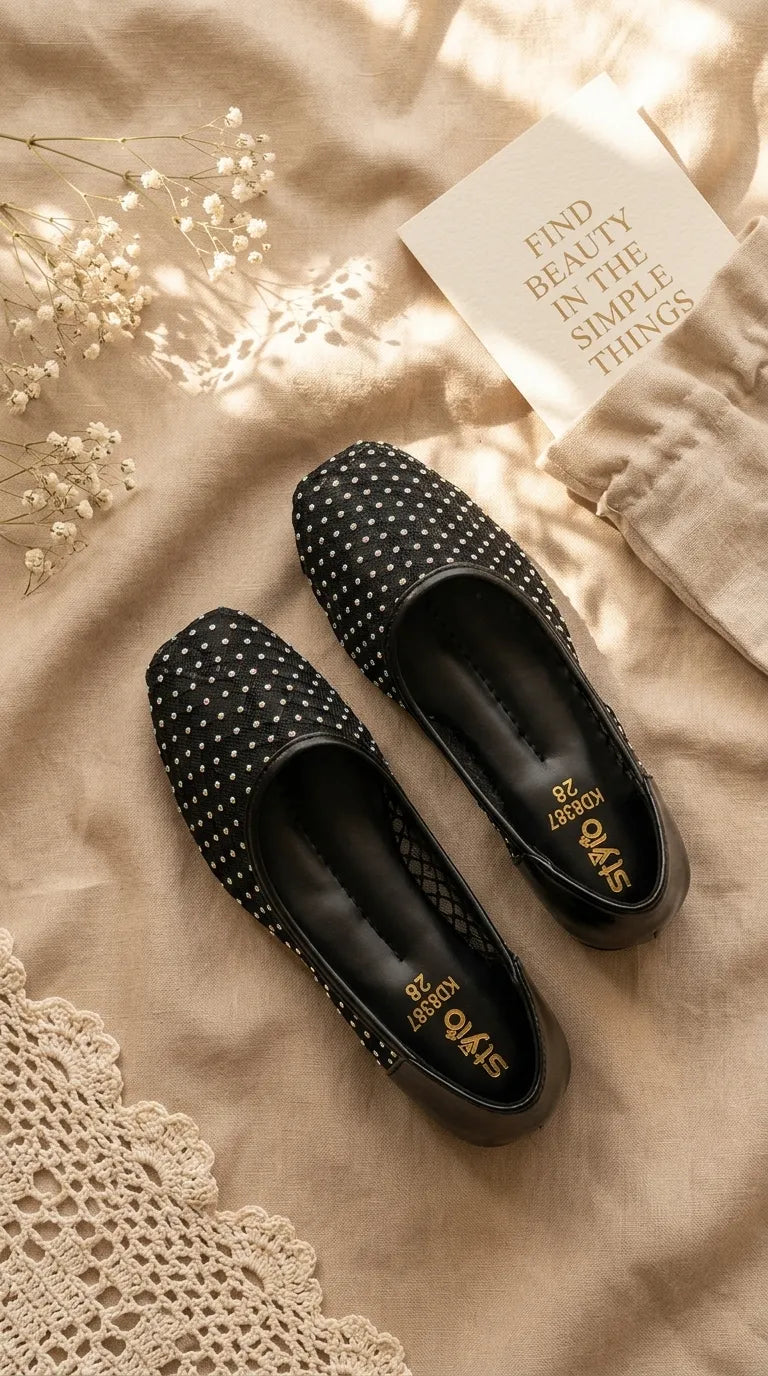 Girls Black Fancy Pumps KD8387