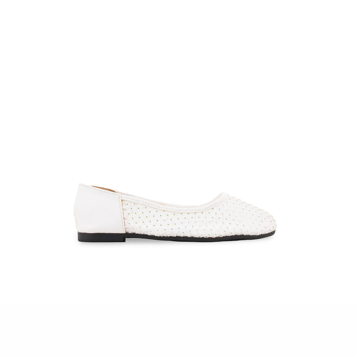Girls White Fancy Pumps KD8387