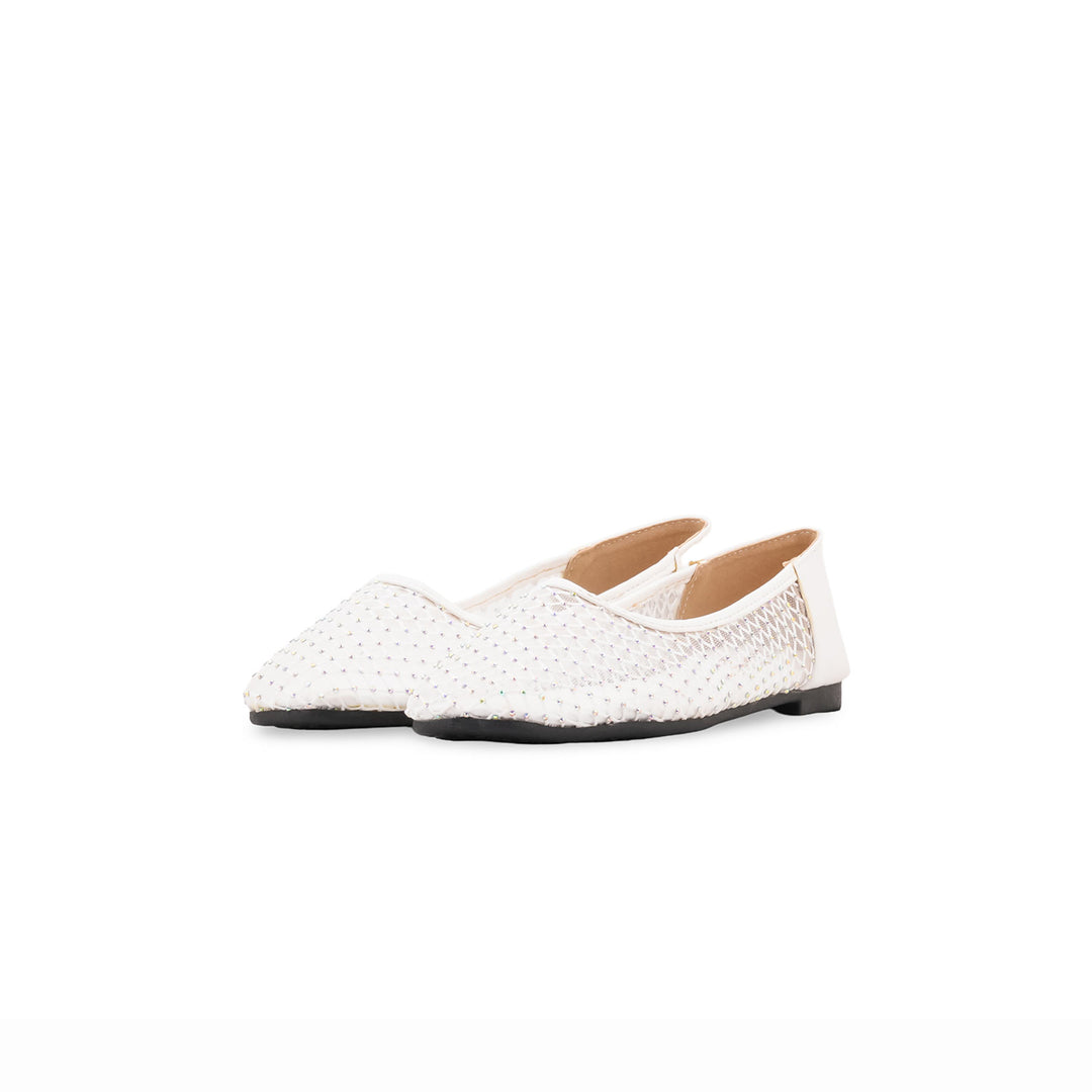 Girls White Fancy Pumps KD8387