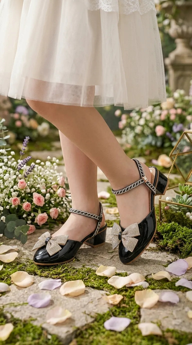 Girls Black Formal Pumps KD8393