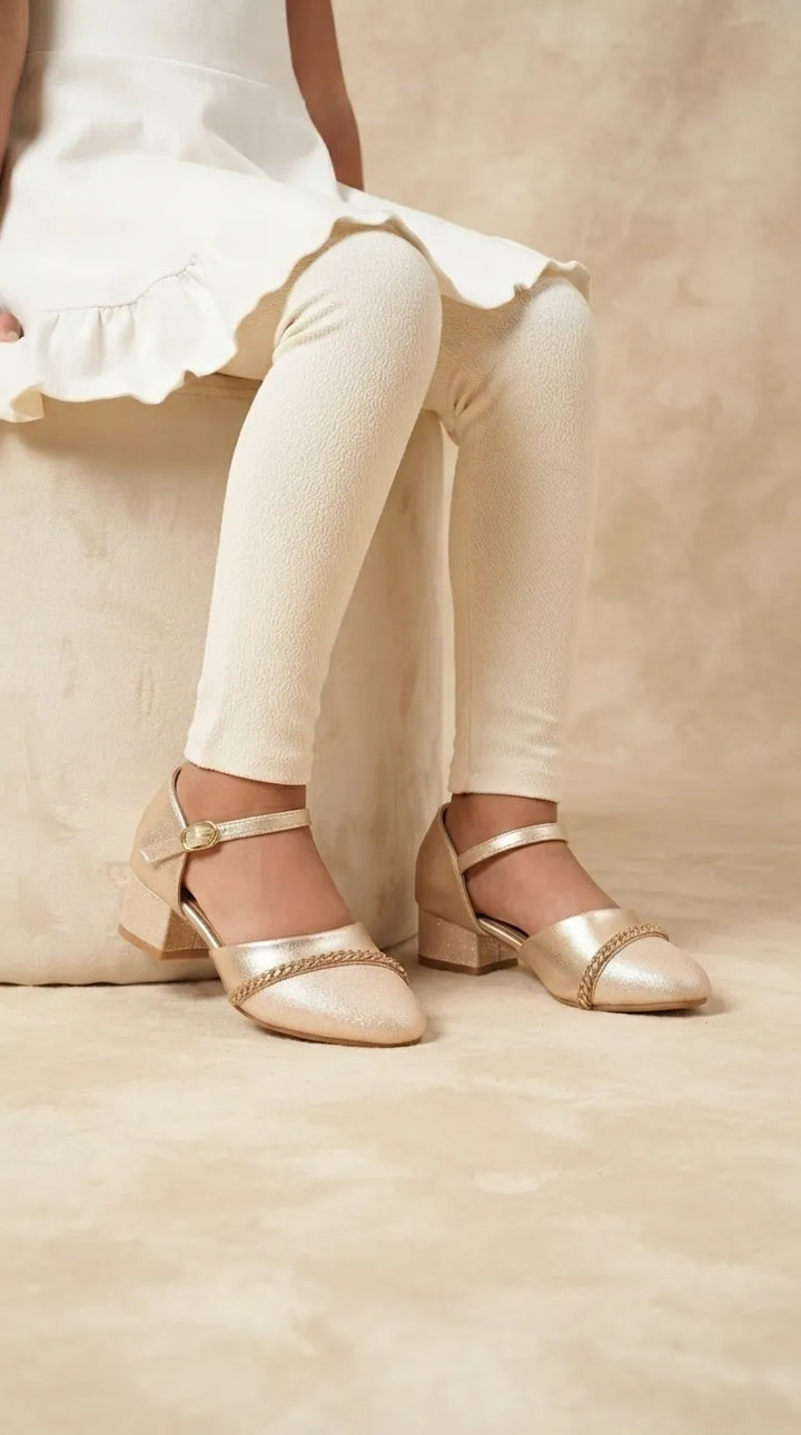 Girls Golden Fancy Pumps KD8398