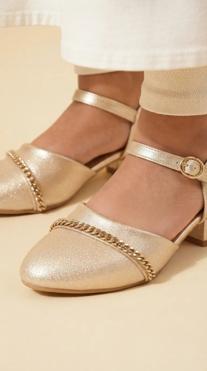 Girls Golden Fancy Pumps KD8398