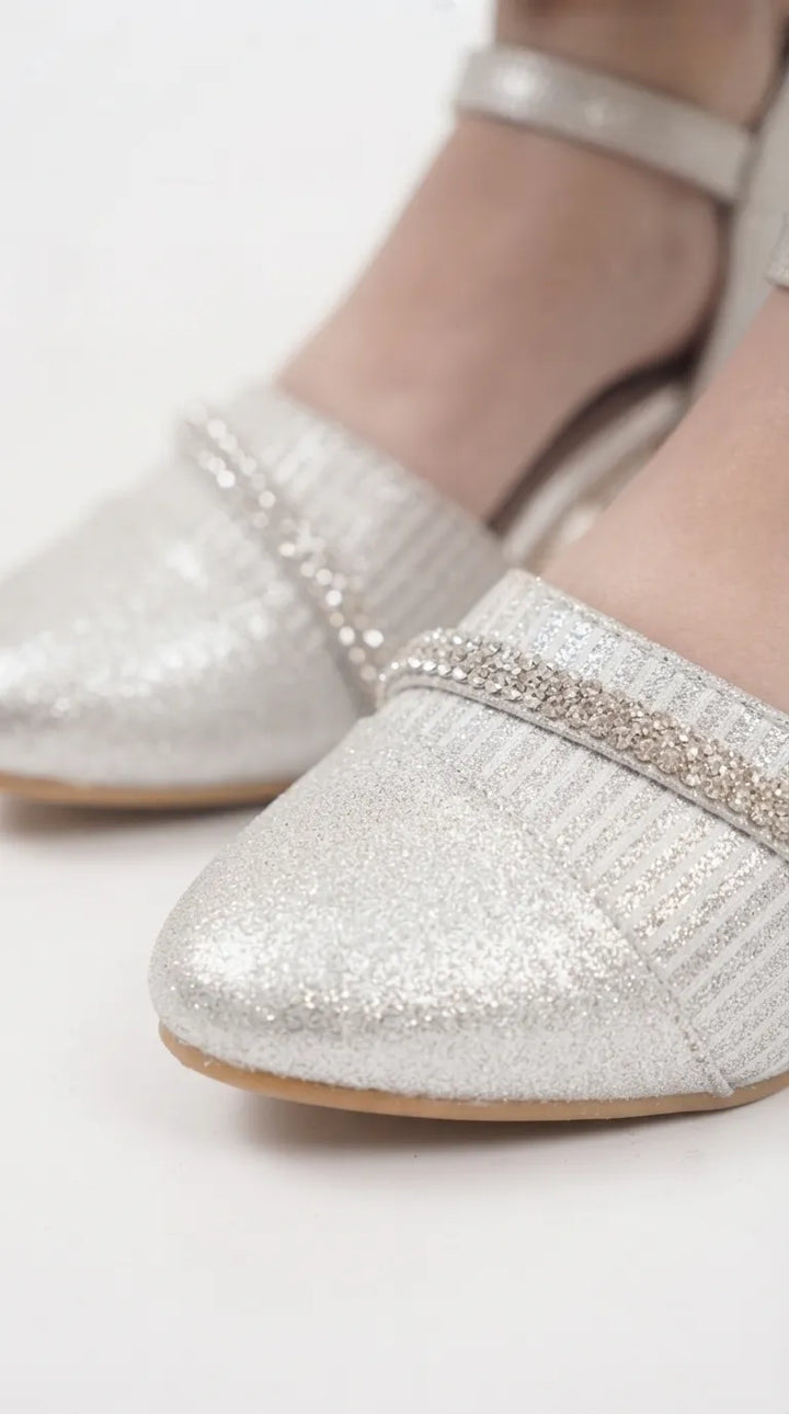 Girls Silver Fancy Pumps KD8399