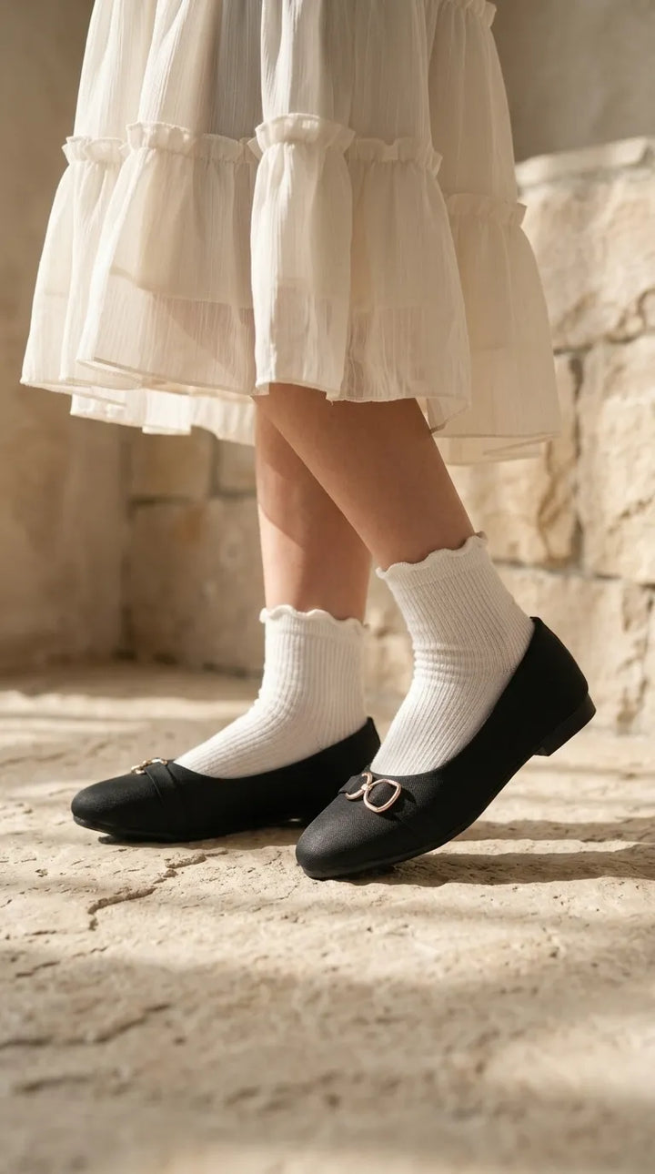 Girls Black Formal Pumps KD8406