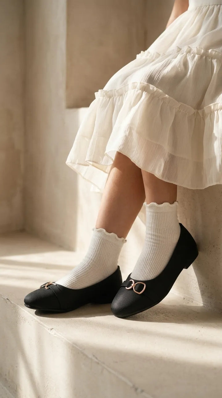Girls Black Formal Pumps KD8406